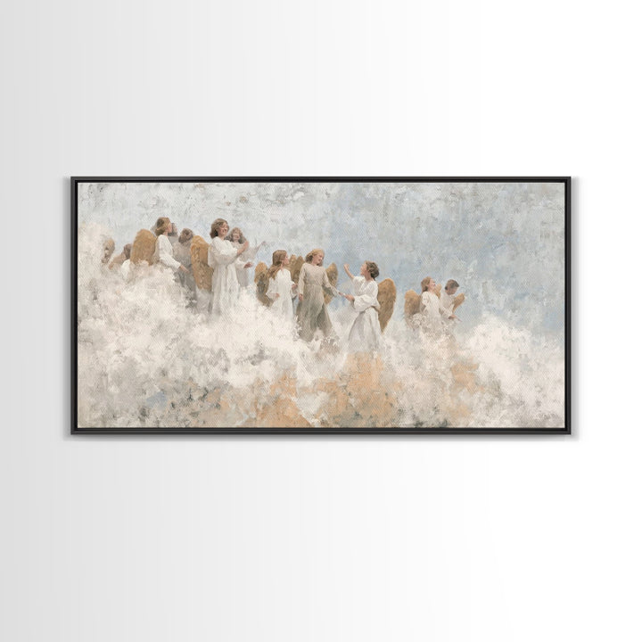 Joy Among Angels – Framed Canvas Print – Christian Christmas Art – Christian Wall Art – Christmas Art Prints – Christian Art Canvas – Chris