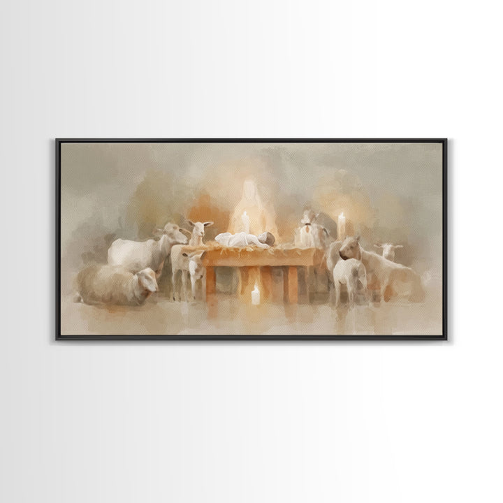 Nativity Peace | Framed Canvas Print | Christian Christmas Art | Christian Wall Art | Jesus Painting | Christian Art Canvas | Christmas Art