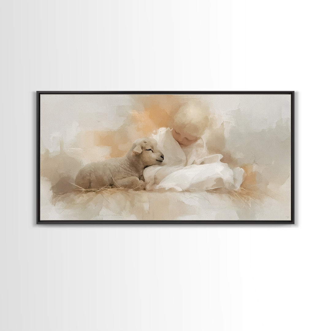 Holy Innocence – Framed Canvas Print – Christian Wall Art – Jesus Painting – Christian Christmas Art – Christian Art Canvas – Jesus
