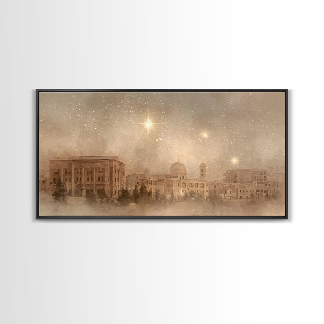 Bethlehem Radiance – Framed Canvas Print – Christmas Wall Art – Christian Art Canvas – Christian Christmas Art – Christian Painting – Chris