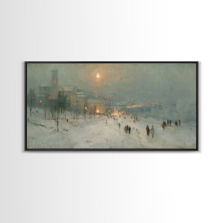 Snowy Bethlehem Path, Framed Canvas Print, Christian Art Canvas, Christmas Wall Art, Christian Christmas Art, Christmas Art Prints, Subtle