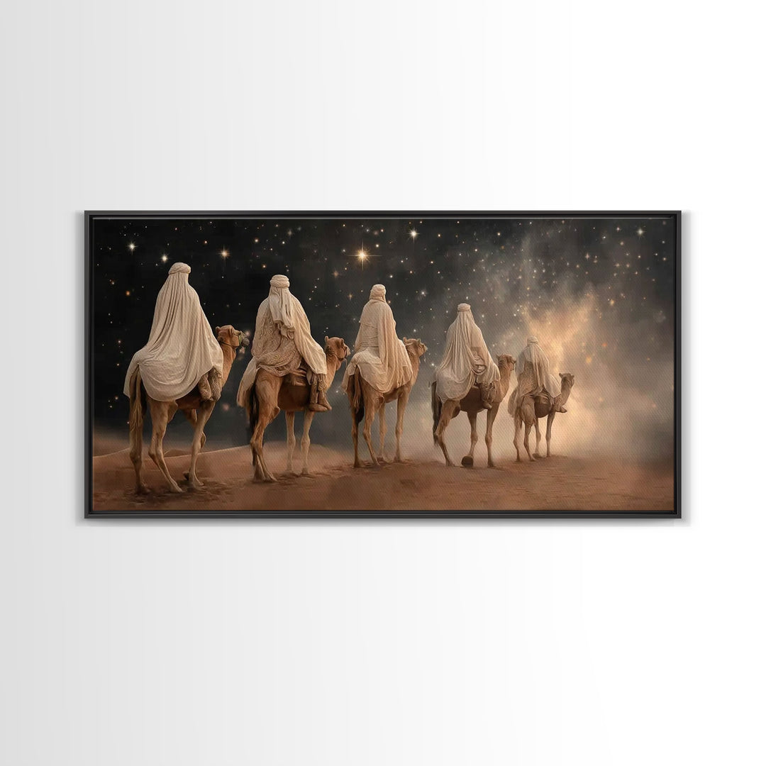 Journey of the Magi – Framed Canvas Print – Christian Christmas Art – Christian Art Canvas – Christmas Art Work – Christian Wall Art – Folk