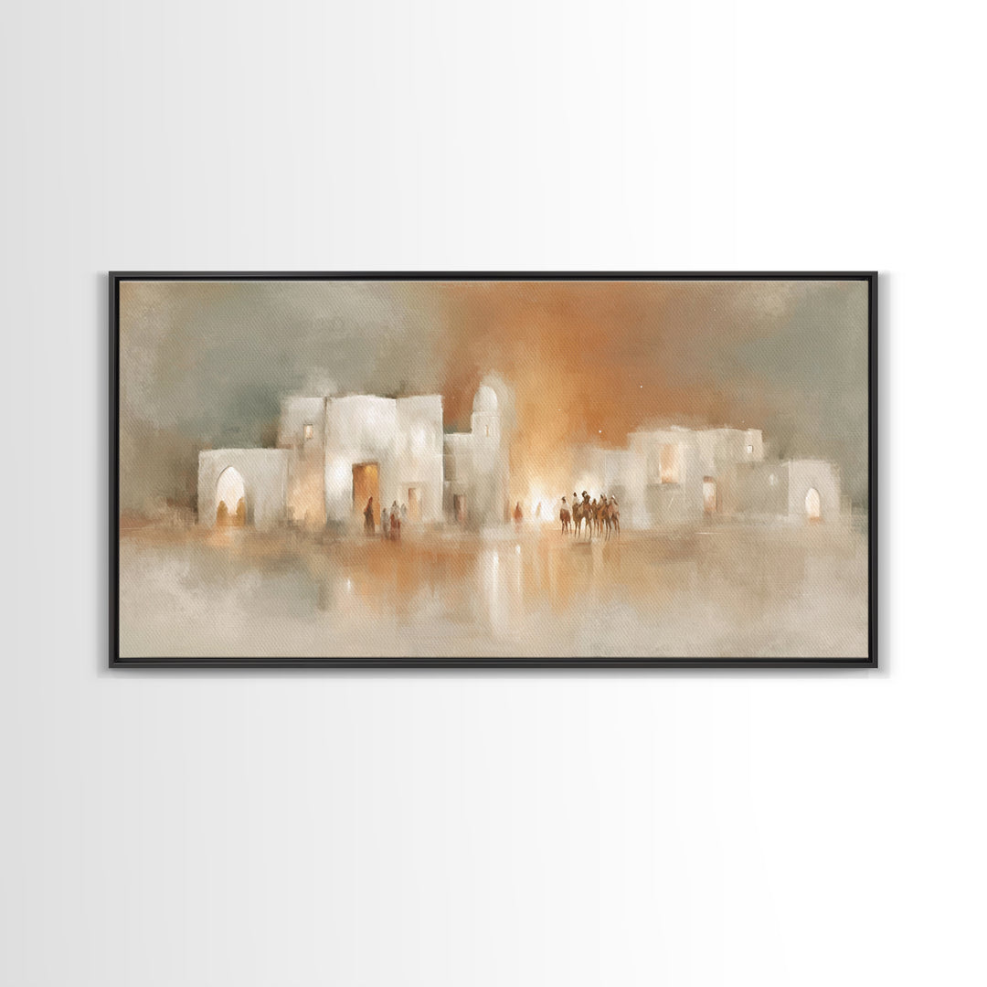 Bethlehem Arrival | Framed Canvas Print | Christmas Wall Art | Christian Christmas Art | Christian Art Canvas | Modern Christian Art | Chri