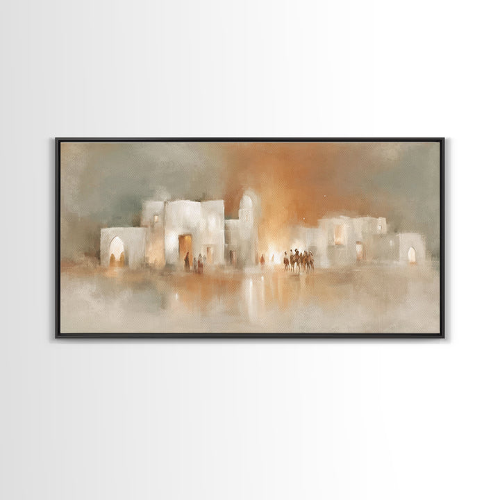 Bethlehem Arrival | Framed Canvas Print | Christmas Wall Art | Christian Christmas Art | Christian Art Canvas | Modern Christian Art | Chri