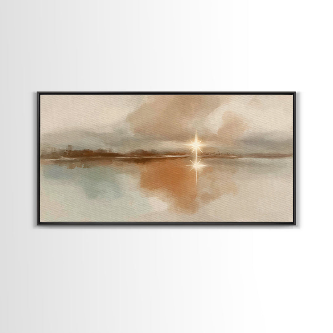 Star Over Stillness – Framed Canvas Print – Christian Art Canvas – Christian Wall Art – Minimalist Christian Art – Christmas Art – Christia
