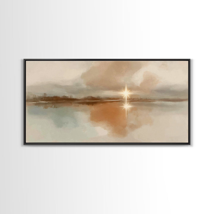Star Over Stillness – Framed Canvas Print – Christian Art Canvas – Christian Wall Art – Minimalist Christian Art – Christmas Art – Christia