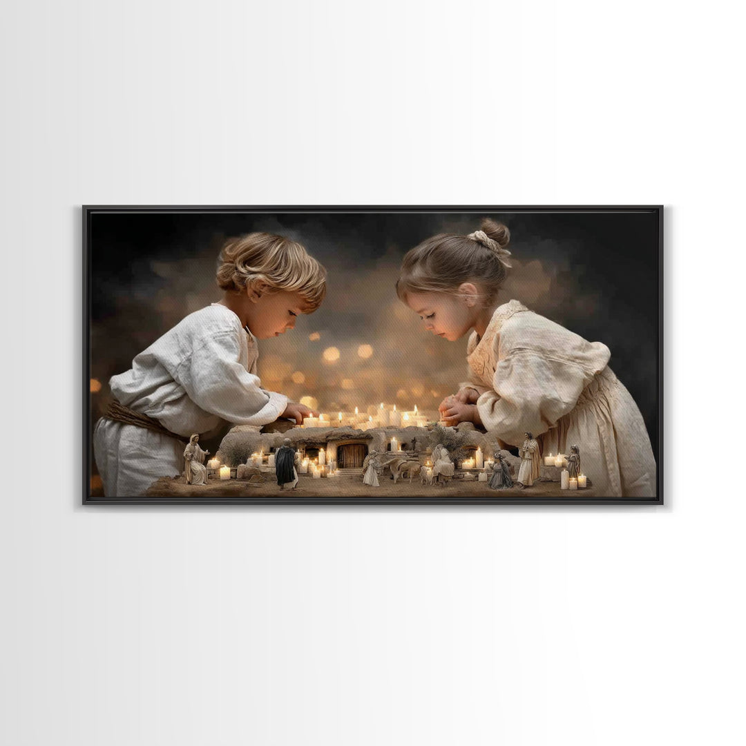 Little Lights Of Hope – Framed Canvas Print – Christian Christmas Art – Christian Wall Art – Christian Art Canvas – Christmas Art Prints –