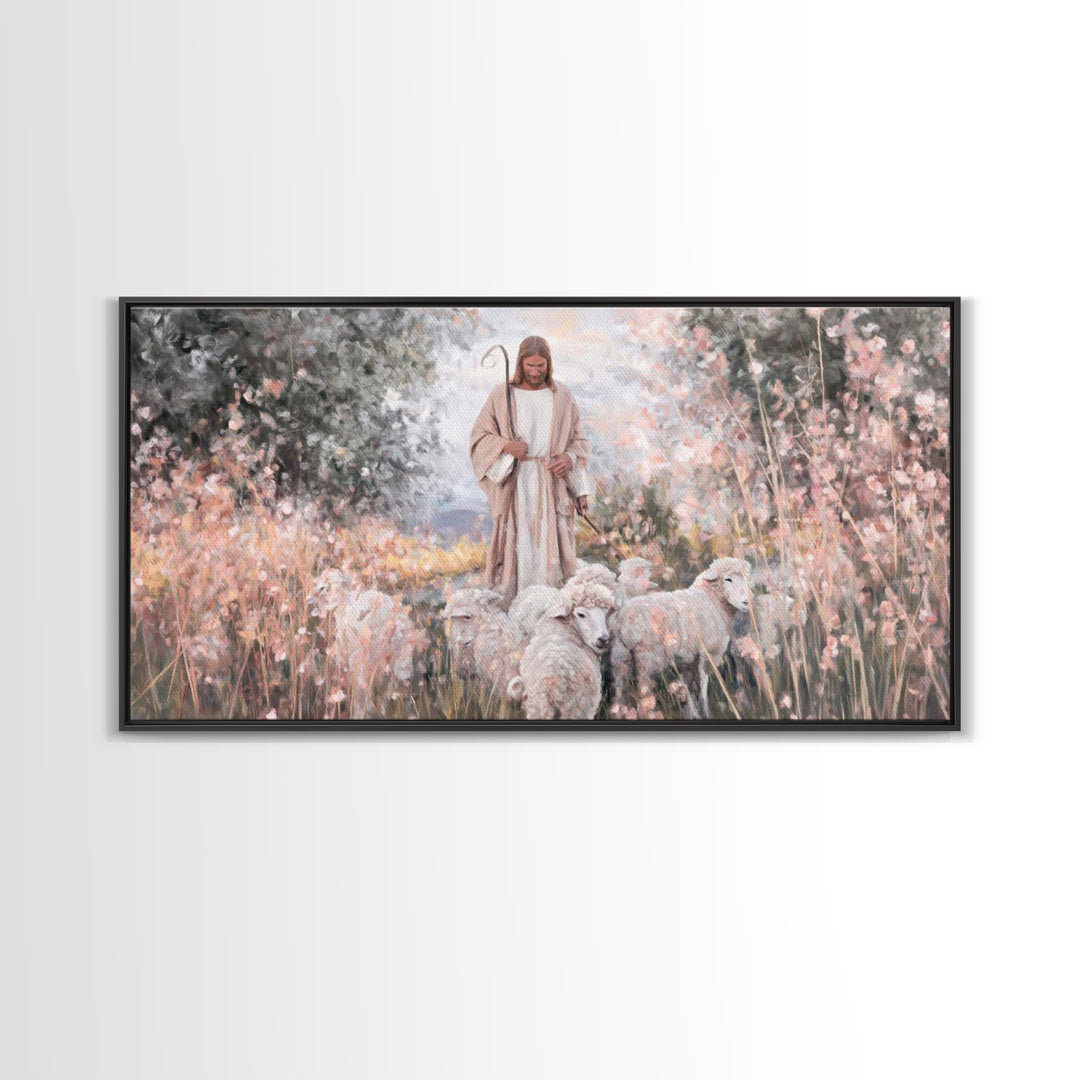 Pastel Shepherd Light – Framed Canvas Print – Christian Art Canvas – Modern Christian Art – Christian Wall Art – Christian Art Print – Chri