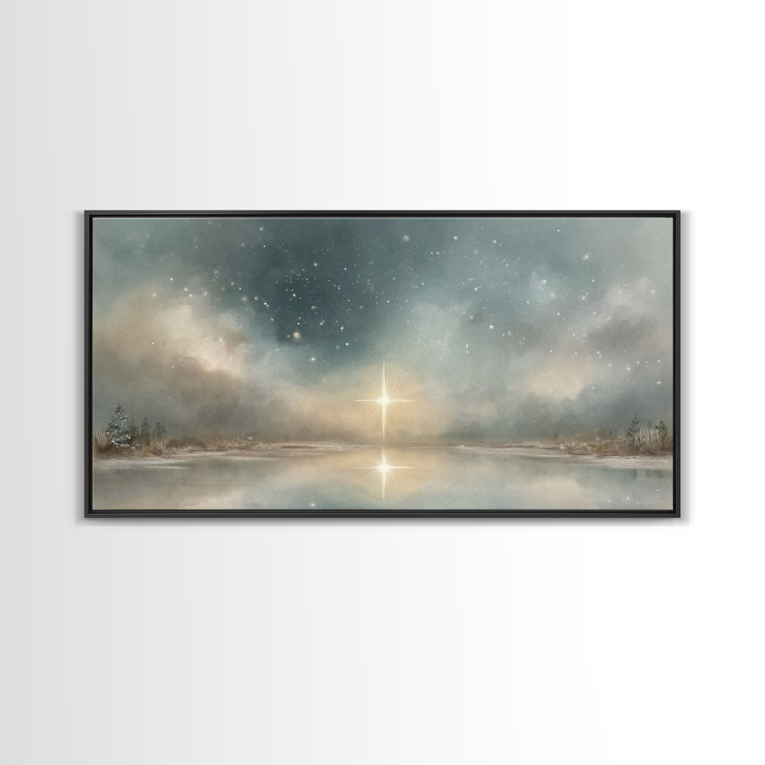 Heavenly Star Rise | Framed Canvas Print | Christian Art Canvas | Christmas Art | Christian Wall Art | Modern Christian Art | Christian Chr