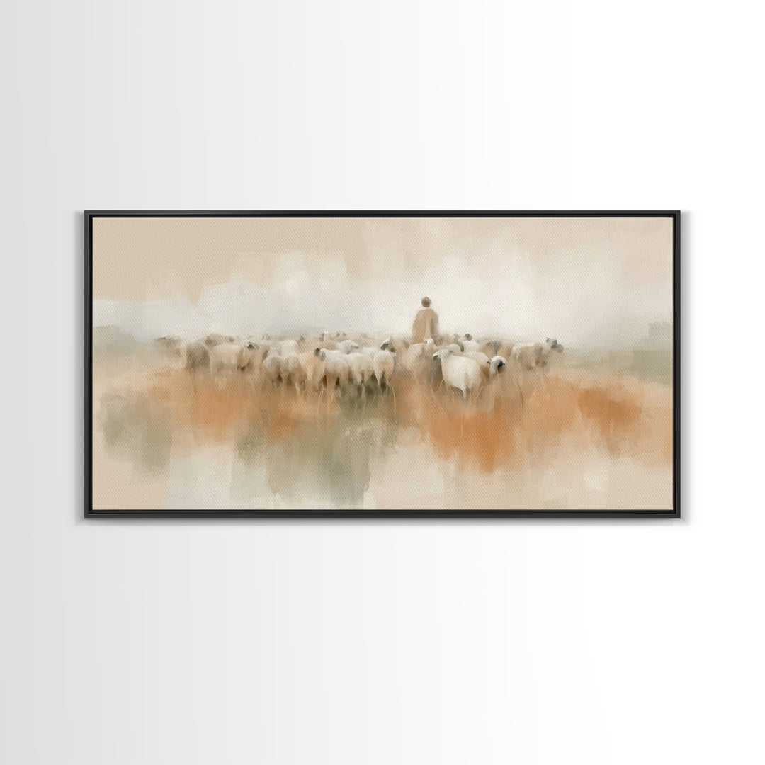Fields Of Peace | Framed Canvas Print | Christian Art Canvas | Christian Christmas Art | Jesus Wall Art | Christian Decor | Christian Gift