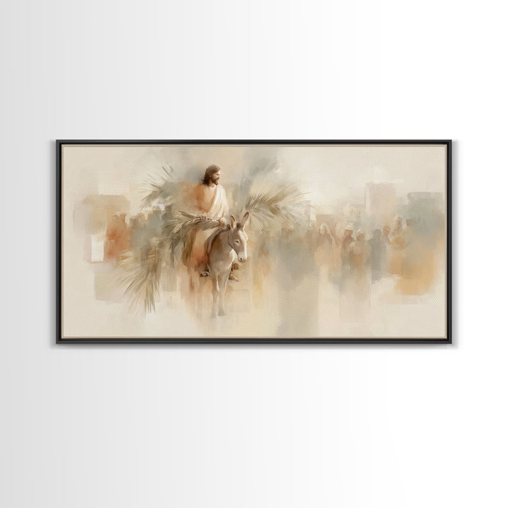 Palm Road Glory, Framed Canvas Print, Christian Wall Art, Jesus Painting, Christian Art Canvas, Christmas Art, Christian Gift Ideas