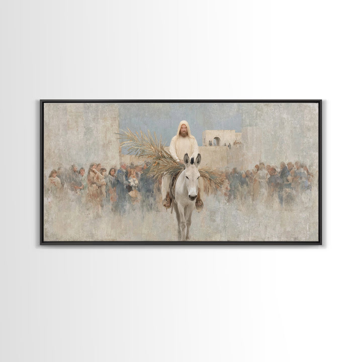 Humble Entry Light - Framed Canvas Print - Christian Art Canvas - Jesus Painting - Christian Wall Art - Christmas Art - Christian Decor