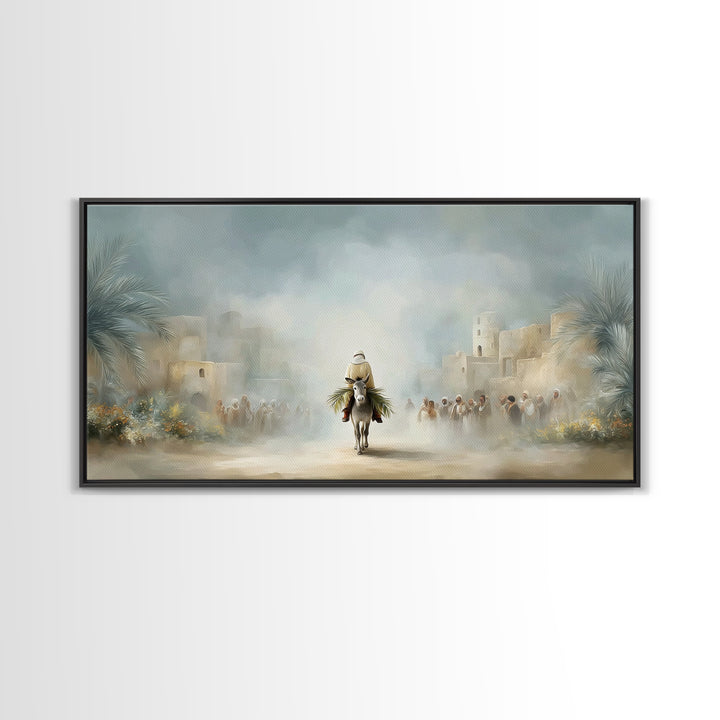 City Gate Arrival | Framed Canvas Print | Christian Art Canvas | Jesus Painting | Christian Wall Art | Christian Gift Ideas | Christmas Art