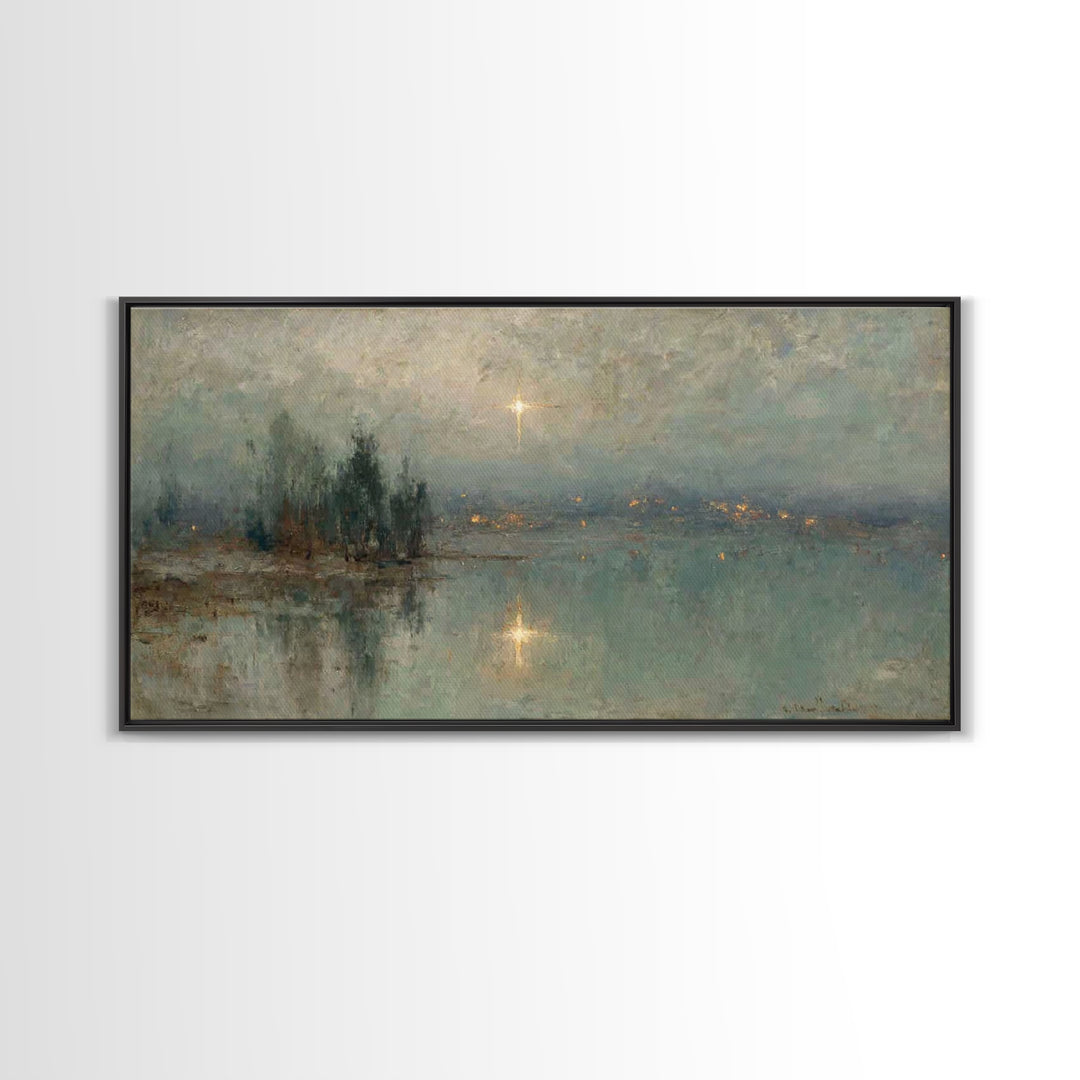 Midwinter Star Watch – Framed Canvas Print – Christmas Art – Christian Art Canvas – Christian Wall Art – Christian Christmas Art – Vintage