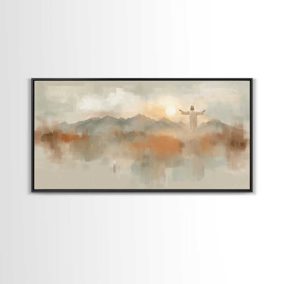 Hills Of Blessing, Framed Canvas Print, Christian Art Canvas, Christian Wall Art, Modern Christian Painting, Jesus Painting, Christian Gift