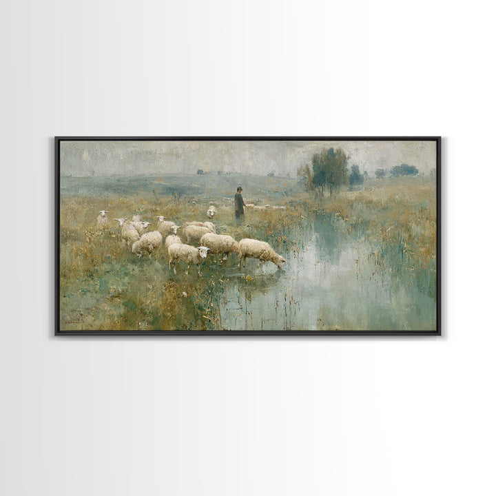 Still Waters Guide - Framed Canvas Print - Christian Art Canvas - Christian Wall Art - Jesus Painting - Christian Art - Christian Gift