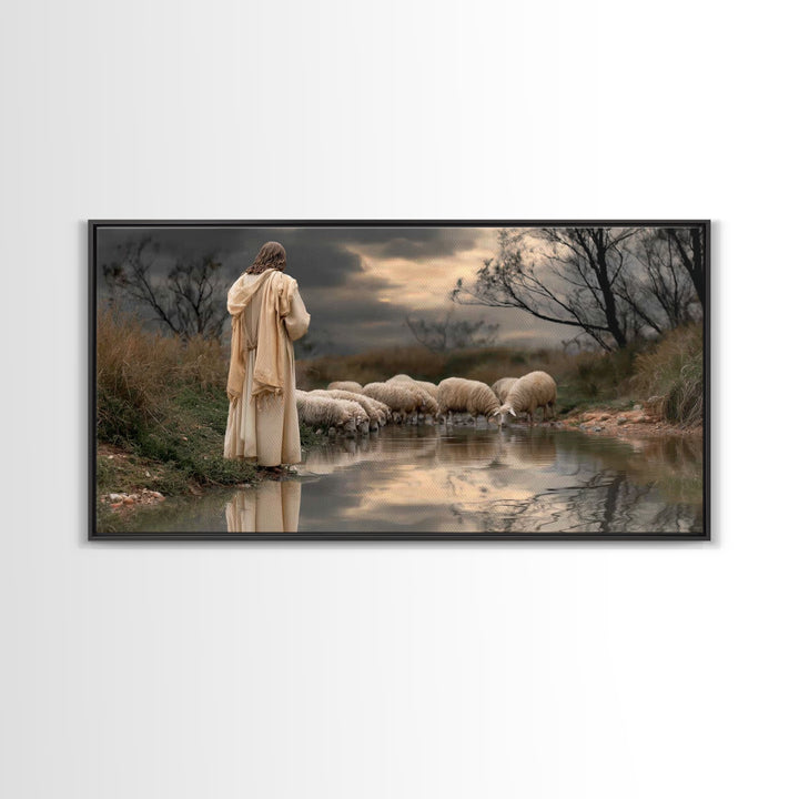 Garden Of Light, Framed Canvas Print, Christian Wall Art, Jesus Painting, Christian Art Canvas, Christian Gift Ideas, Modern Christian Art