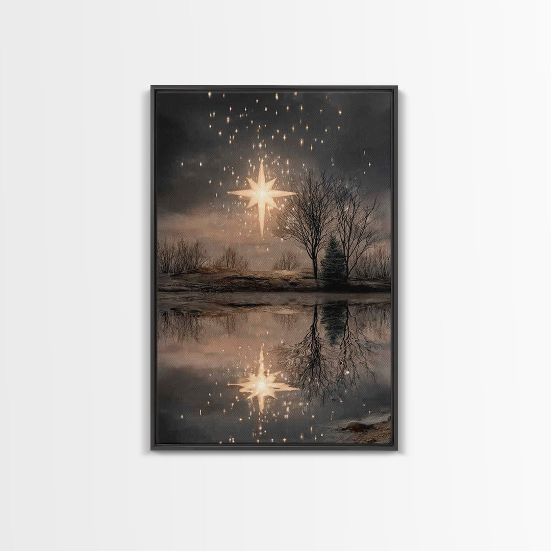 Star Of Hope – Framed Canvas Print – Christian Christmas Art – Christian Art Canvas – Christian Wall Art – Moody Christian Art – Christmas