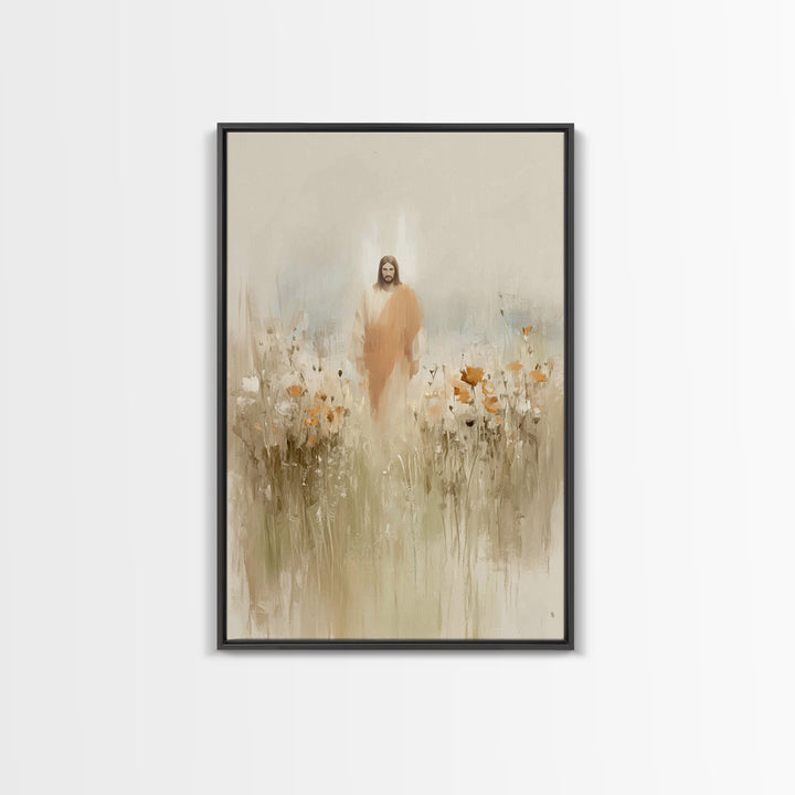 Flowers of His Mercy – Framed Canvas Print – Christian Art Canvas – Minimalist Christian Art – Jesus Painting – Christian Wall Art