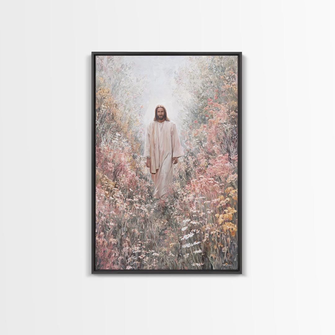 Radiant Garden Light | Framed Canvas Print | Christian Art Canvas | Jesus Painting | Modern Christian Art | Christian Wall Art | Christian