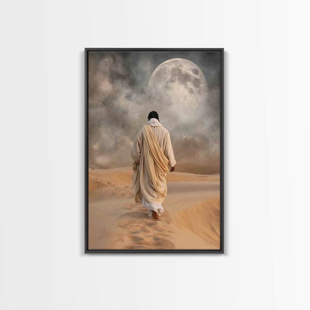 Silent Dawn Path – Framed Canvas Print – Jesus Painting – Christian Wall Art – Subtle Christian Art – Christian Art Canvas – Christian Gift