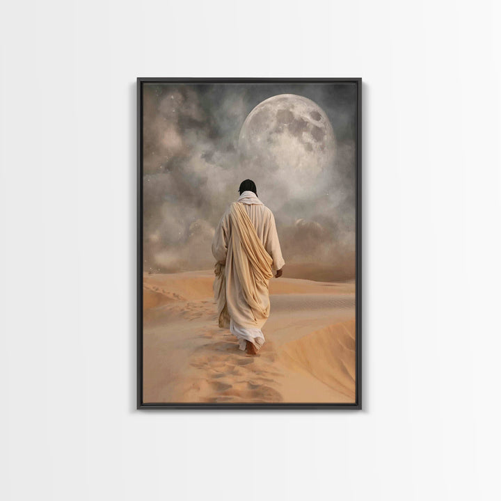 Silent Dawn Path – Framed Canvas Print – Jesus Painting – Christian Wall Art – Subtle Christian Art – Christian Art Canvas – Christian Gift