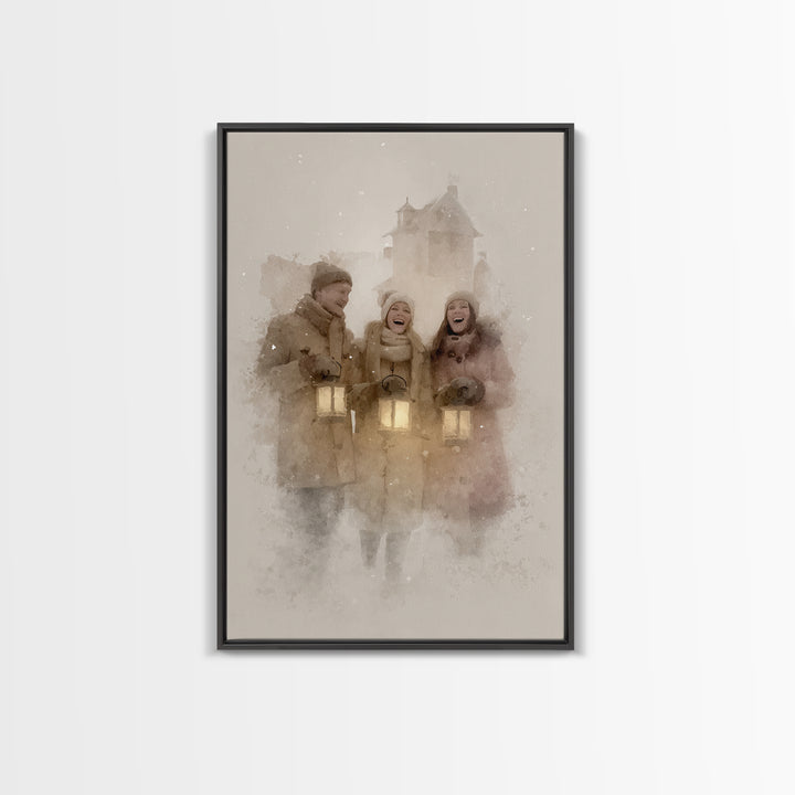 Joyful Gathering – Framed Canvas Print – Christian Wall Art – Christian Art Canvas – Christmas Art – Christian Christmas Decor