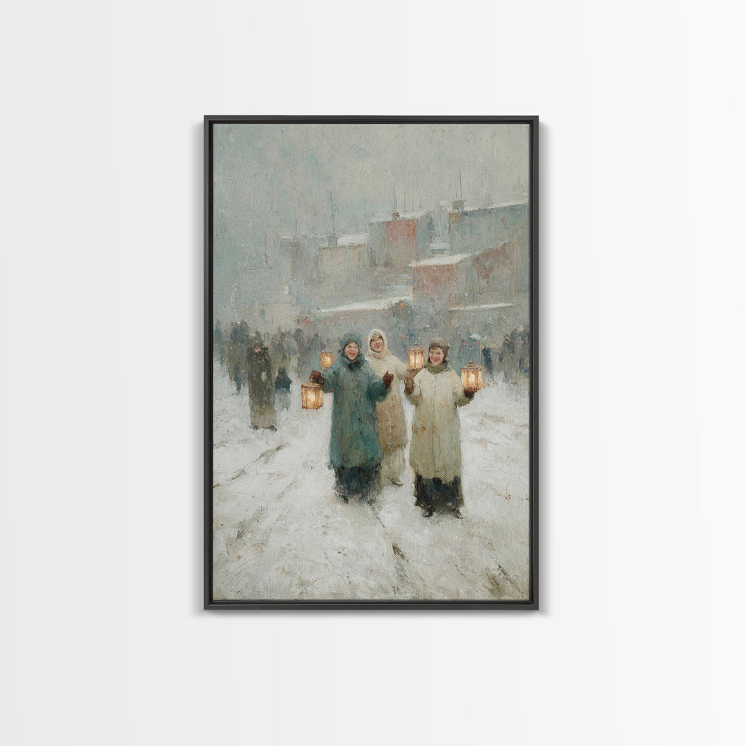 Snowy Companions – Framed Canvas Print – Christian Art Canvas – Christmas Wall Art – Christian Christmas Art – Christian Decor