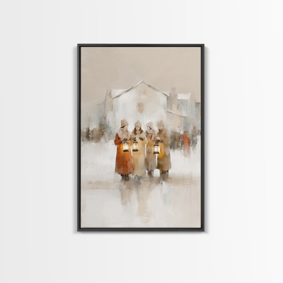 Village Sisters – Framed Canvas Print – Christian Art Canvas – Christian Wall Art – Christmas Art – Christian Christmas Art