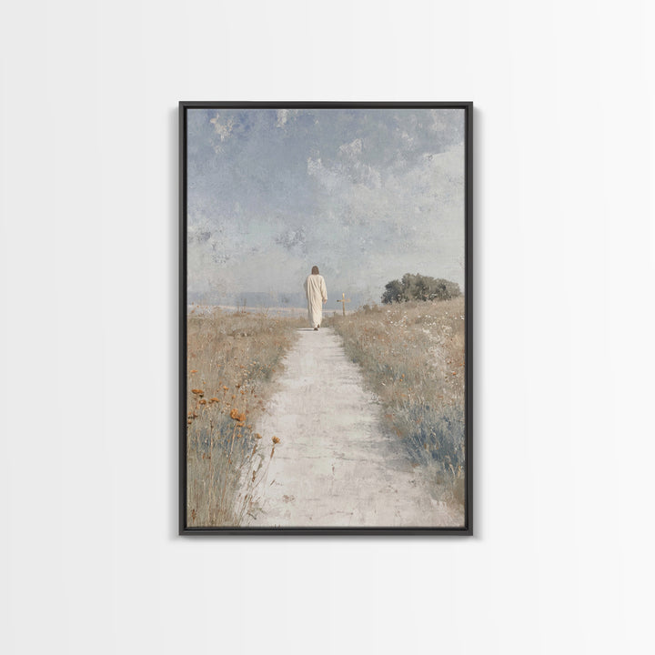 Meadow Journey – Framed Canvas Print – Christian Wall Art – Christian Art Canvas – Christian Painting – Minimalist Christian Art
