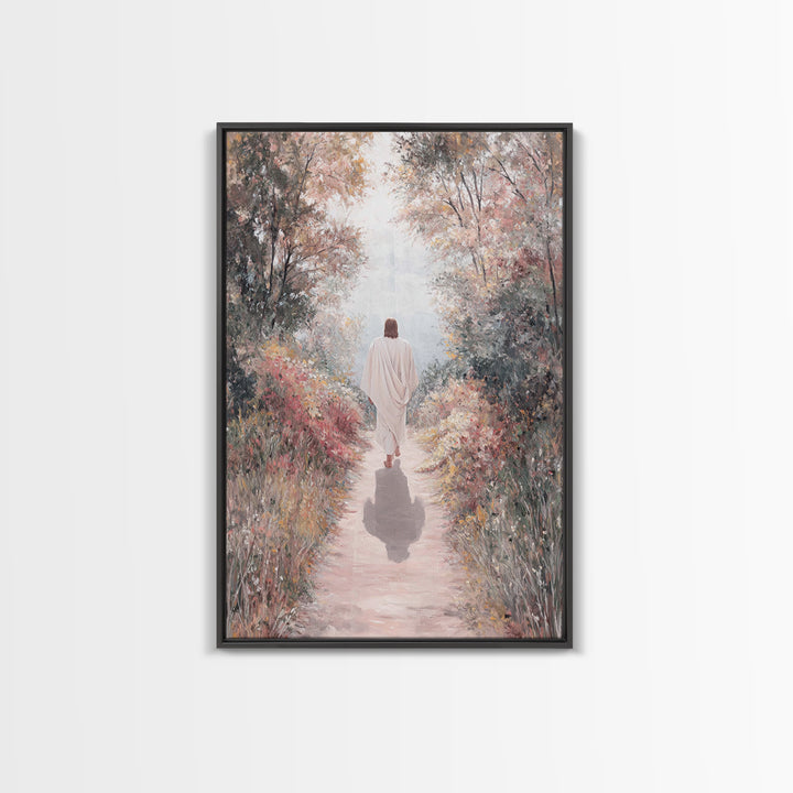 Autumn Walk Light – Framed Canvas Print – Christian Art Canvas – Christian Wall Art – Christian Art Painting – Modern Christian Painting