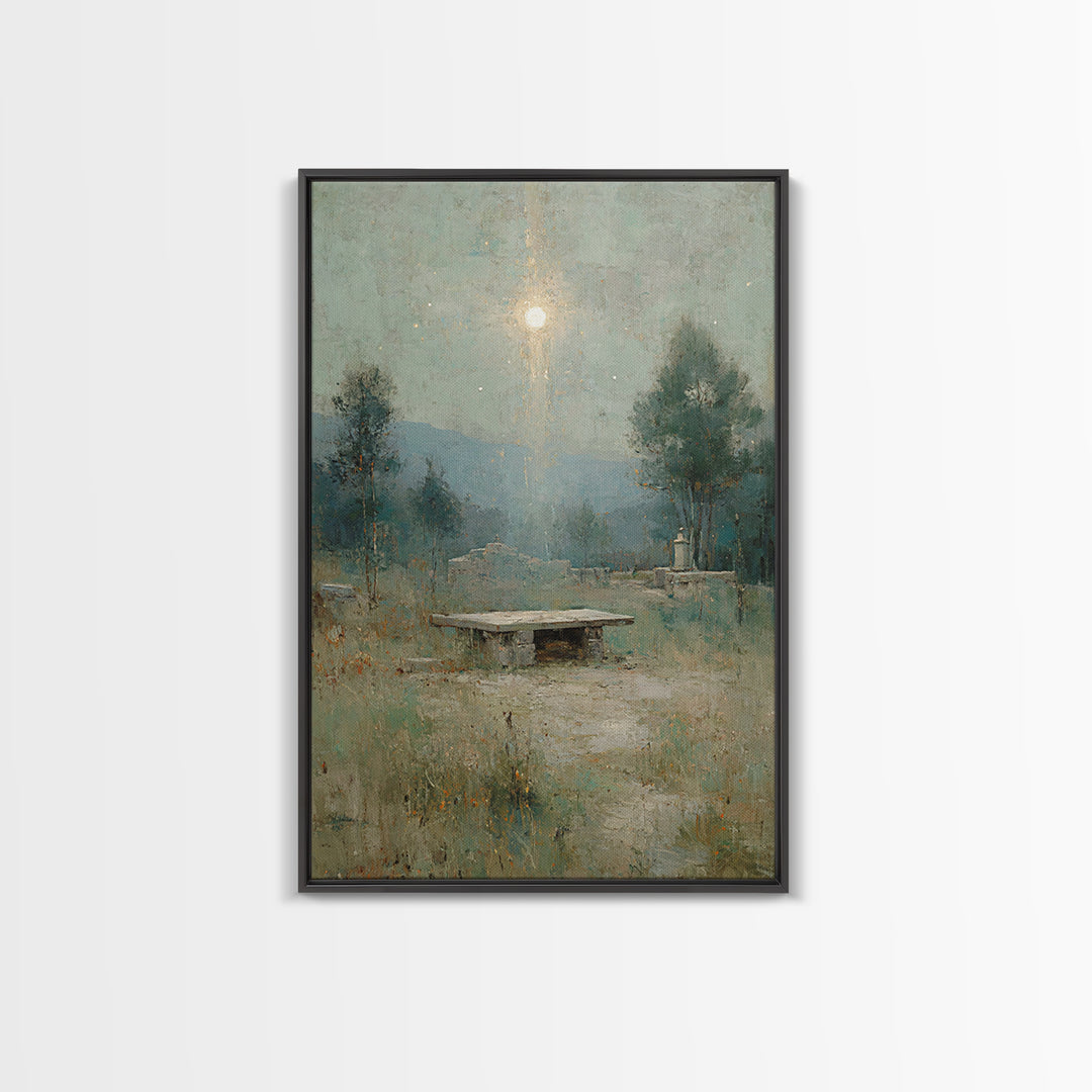 Dawn Of Salvation – Framed Canvas Print – Christian Art Canvas – Christian Wall Art – Vintage Christian Art – Christmas Art