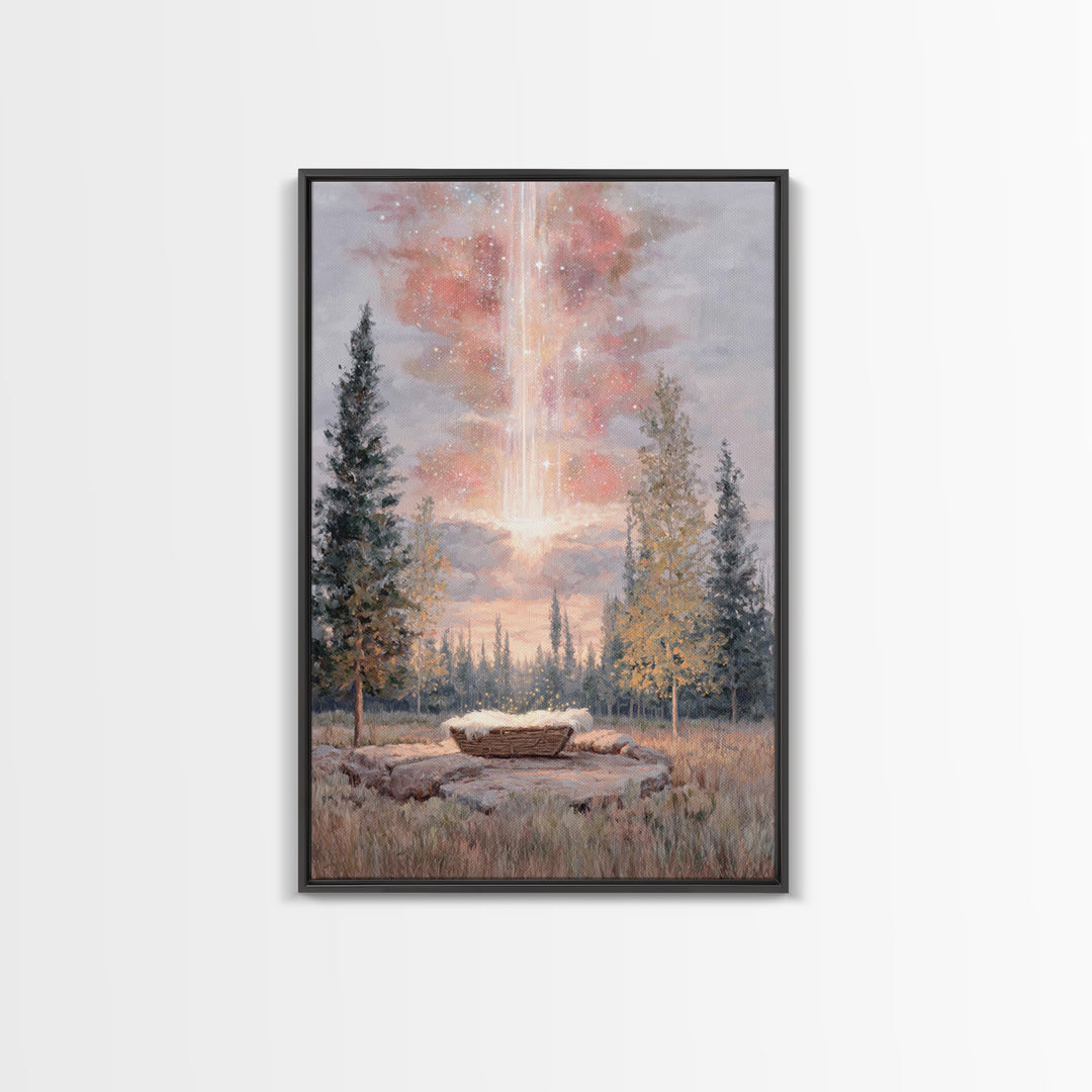 Celestial Birth Glory – Framed Canvas Print – Christian Wall Art – Christmas Art – Christian Art Canvas – Christian Christmas Art