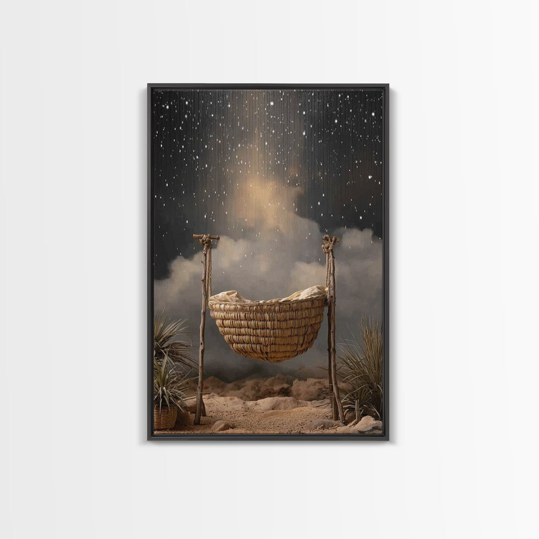 Night Of Promise – Framed Canvas Print – Christian Wall Art – Christian Christmas Art – Christian Art Canvas – Christmas Art