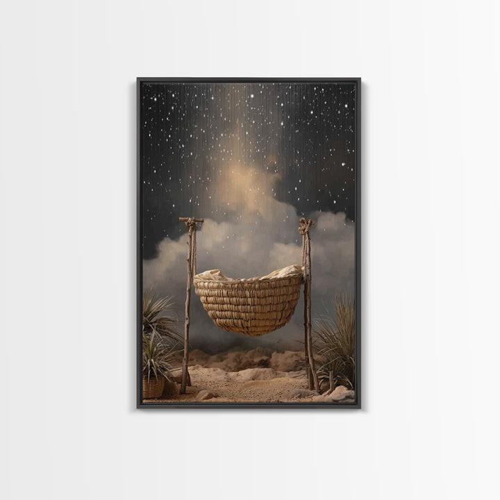Night Of Promise – Framed Canvas Print – Christian Wall Art – Christian Christmas Art – Christian Art Canvas – Christmas Art
