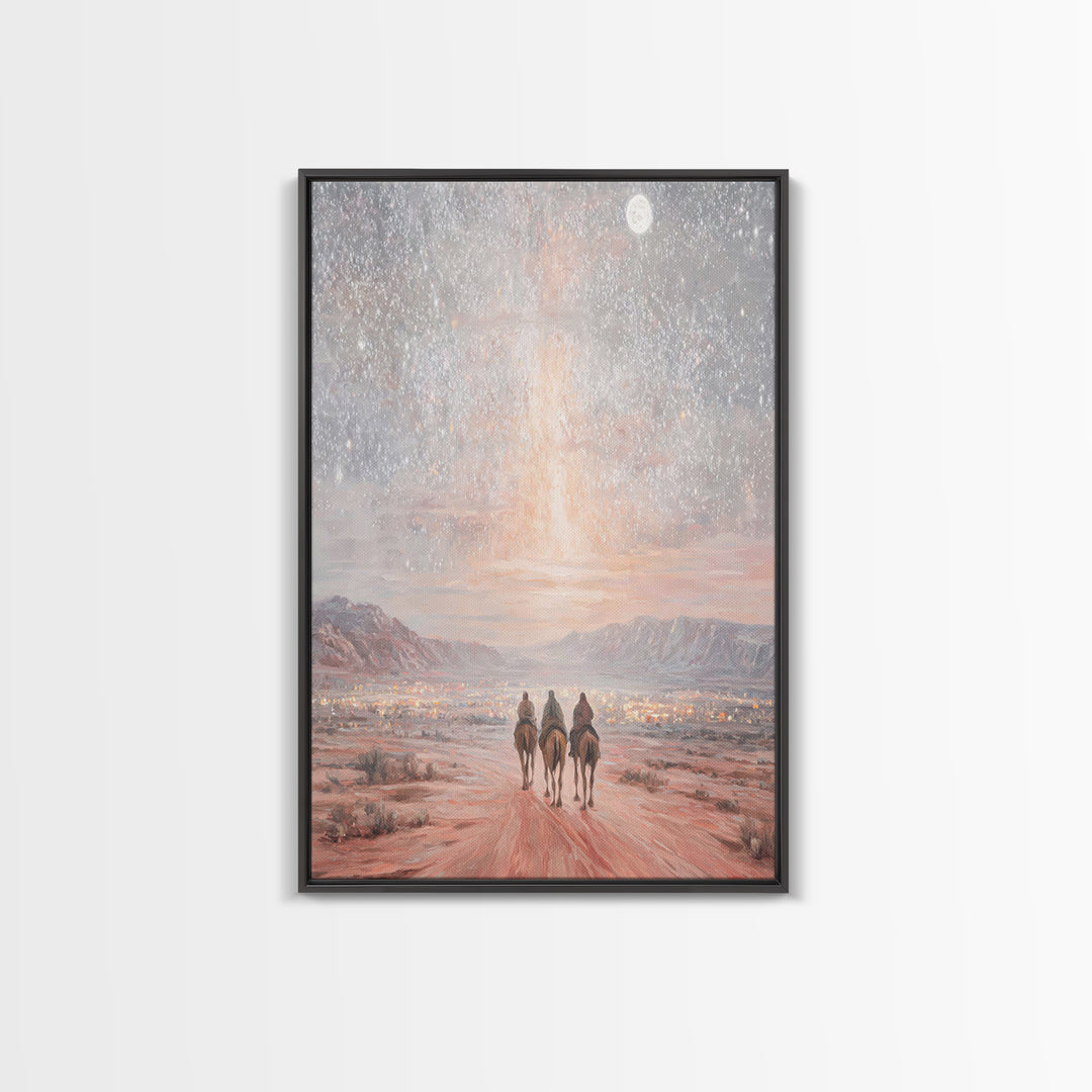 Journey By Starlight – Framed Canvas Print – Christian Art Canvas – Christian Wall Art – Christmas Art – Christian Christmas Decor