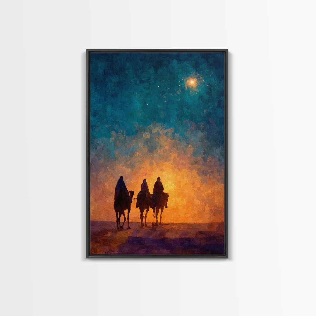 The Guiding Star – Framed Canvas Print – Christian Wall Art – Christian Art Canvas – Jesus Painting – Christmas Art