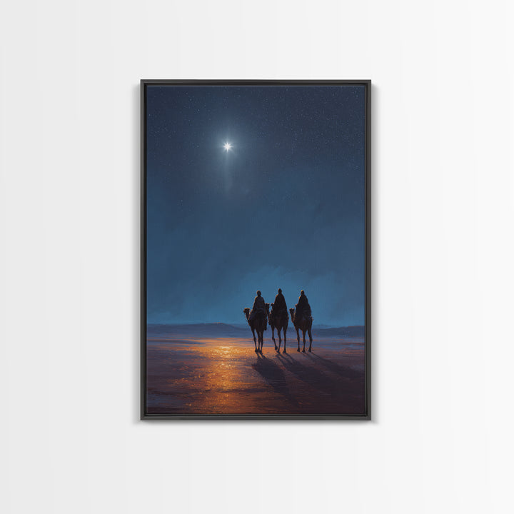 Night of Promise, Framed Canvas Print, Christian Wall Art, Modern Christian Art, Jesus Christmas Art, Christmas Canvas Wall Art, Christian