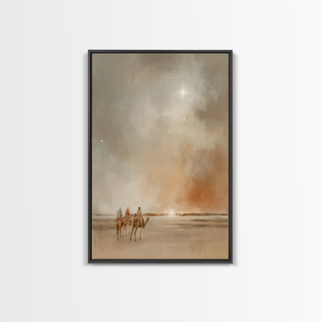 Three Kings Dawn – Framed Canvas Print – Christian Art Canvas – Christmas Wall Art – Jesus Painting – Christian Christmas Decor – Christian