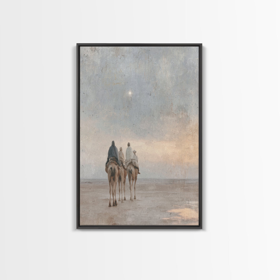 Bethlehem Moonrise, Framed Canvas Print, Christian Art Canvas, Christmas Wall Art, Jesus Painting Canvas, Christian Christmas Art, Modern C