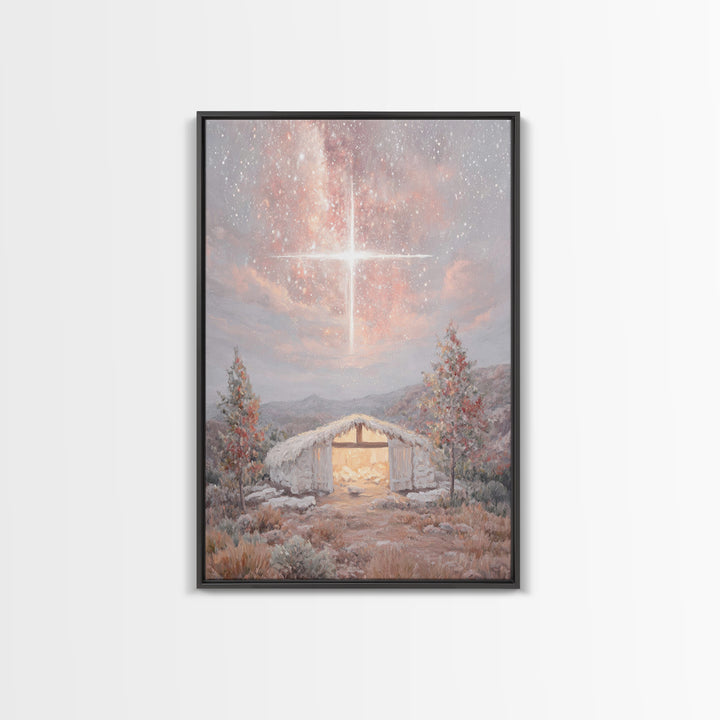 Manger Glory | Framed Canvas Print | Christian Christmas Art | Christian Wall Art | Jesus Art Print | Christmas Art Work | Christian Decora