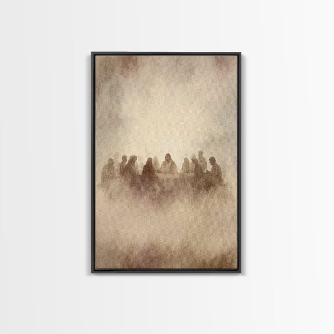 Supper In The Mist, Framed Canvas Print, Christian Wall Art, Jesus Art Print, Christian Art Canvas, Subtle Christian Art, Christian Gift Id
