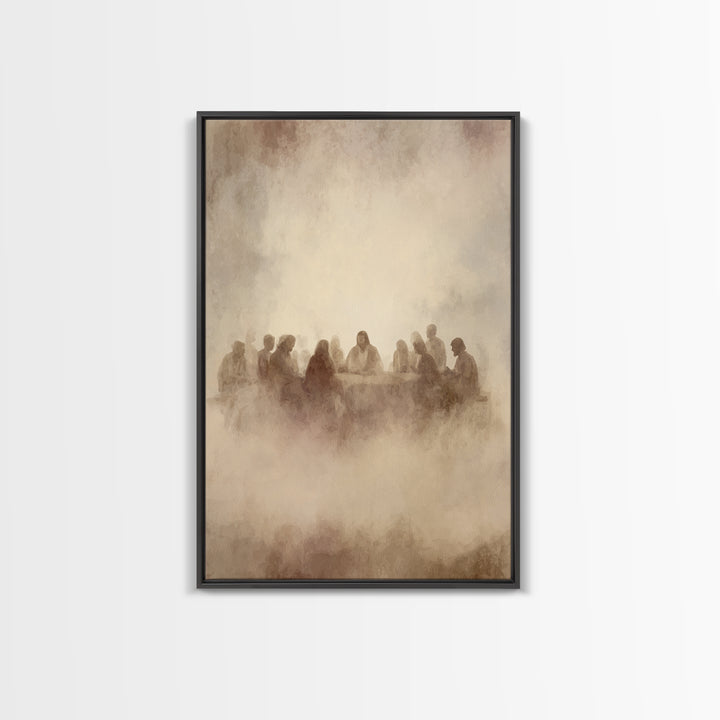 Supper In The Mist, Framed Canvas Print, Christian Wall Art, Jesus Art Print, Christian Art Canvas, Subtle Christian Art, Christian Gift Id