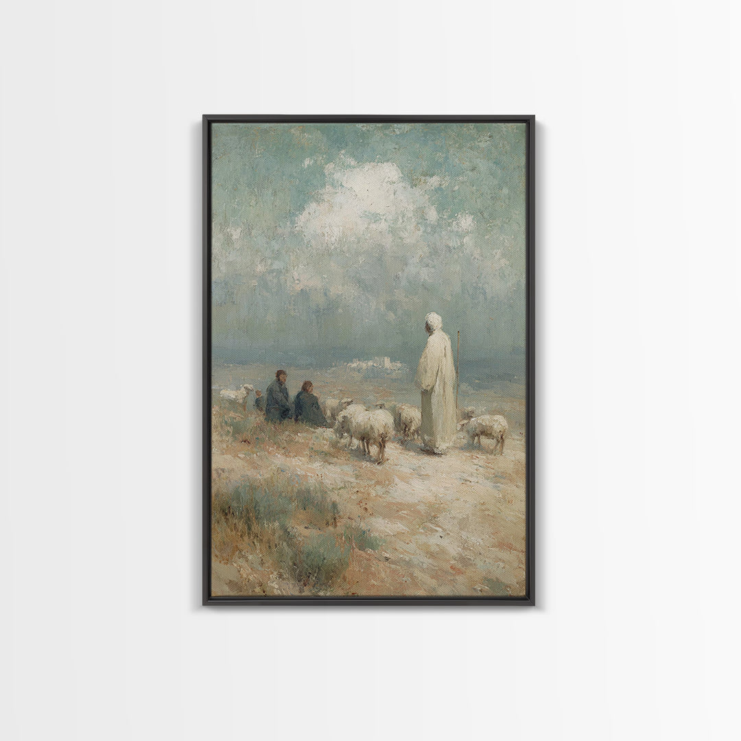 Shepherd’s Calling – Framed Canvas Print – Christian Art Canvas – Christian Wall Art – Christian Painting – Vintage Christian Art – Christi