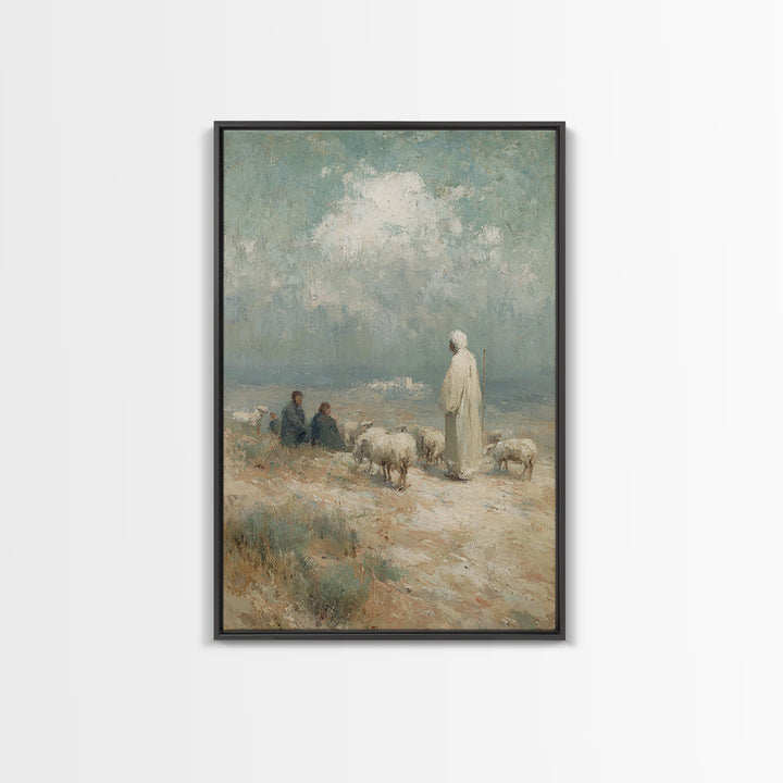 Shepherd’s Calling – Framed Canvas Print – Christian Art Canvas – Christian Wall Art – Christian Painting – Vintage Christian Art – Christi