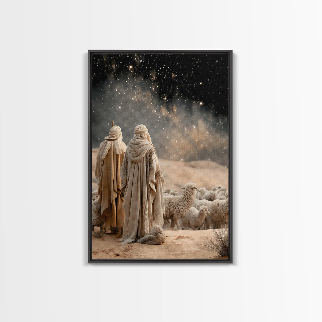 Night Watch – Framed Canvas Print – Christian Art Canvas – Christian Wall Art – Christian Christmas Art – Moody Christian Art – Christian D