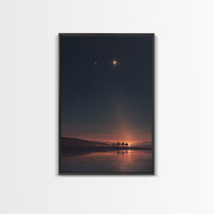 Midnight Star – Framed Canvas Print – Christmas Wall Art – Christian Christmas Art – Christian Art Canvas – Christian Decor – Christian Gif