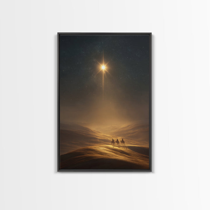 Star Of Bethlehem – Framed Canvas Print – Christmas Wall Art – Christian Art Canvas – Christian Painting – Christian Christmas Decor