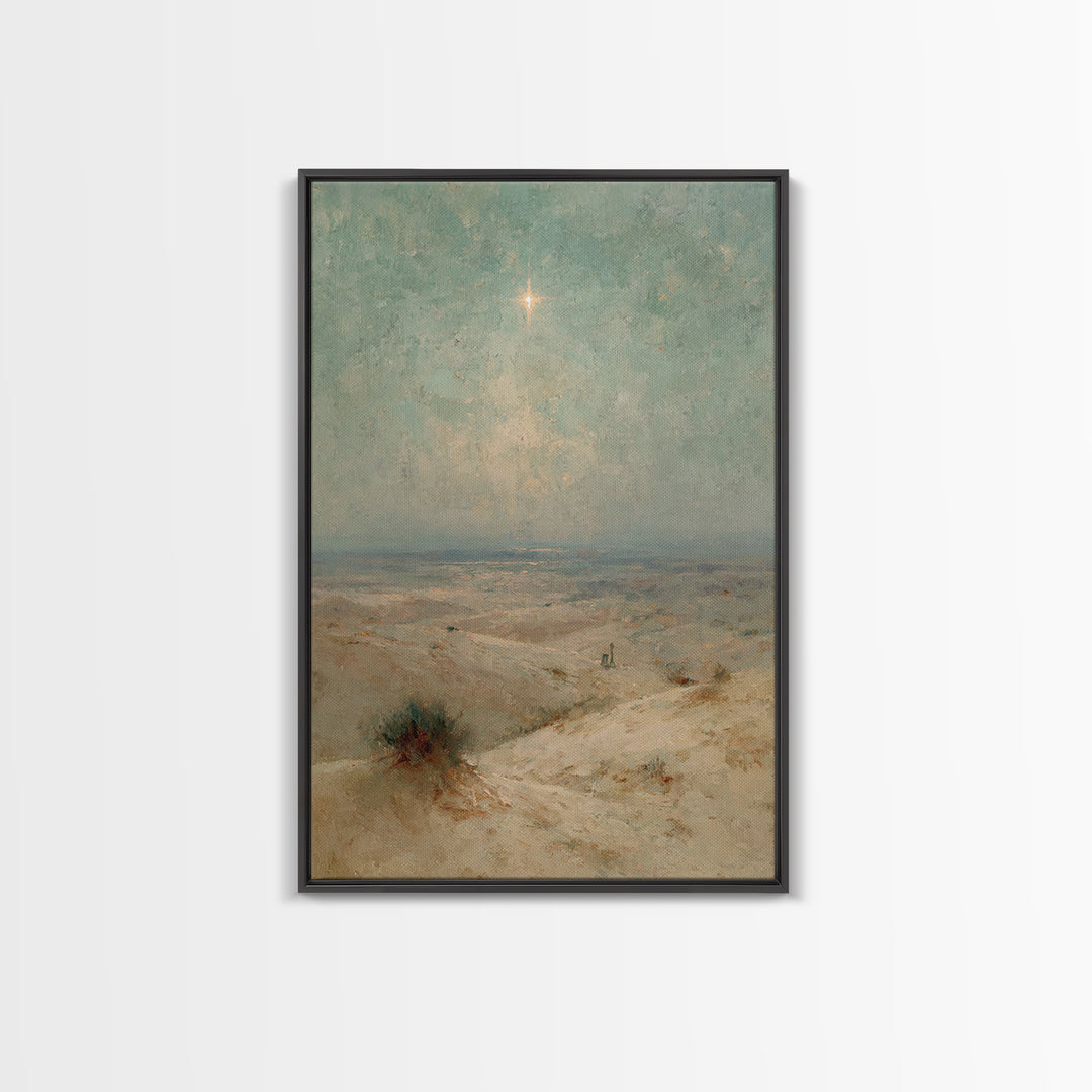 Silent Holy Star – Framed Canvas Print – Christian Art Painting – Christmas Wall Art – Christian Art Gift – Subtle Christian Art