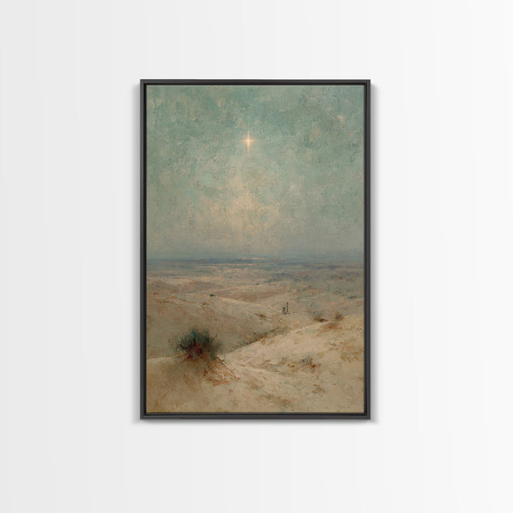 Silent Holy Star – Framed Canvas Print – Christian Art Painting – Christmas Wall Art – Christian Art Gift – Subtle Christian Art